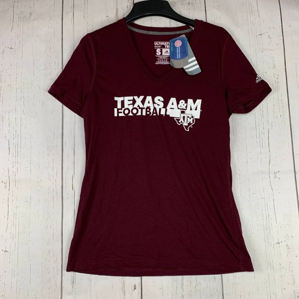 Texas A&M Aggies NCAA Small Adidas Casual T-Shirt Maroon New‎ Women